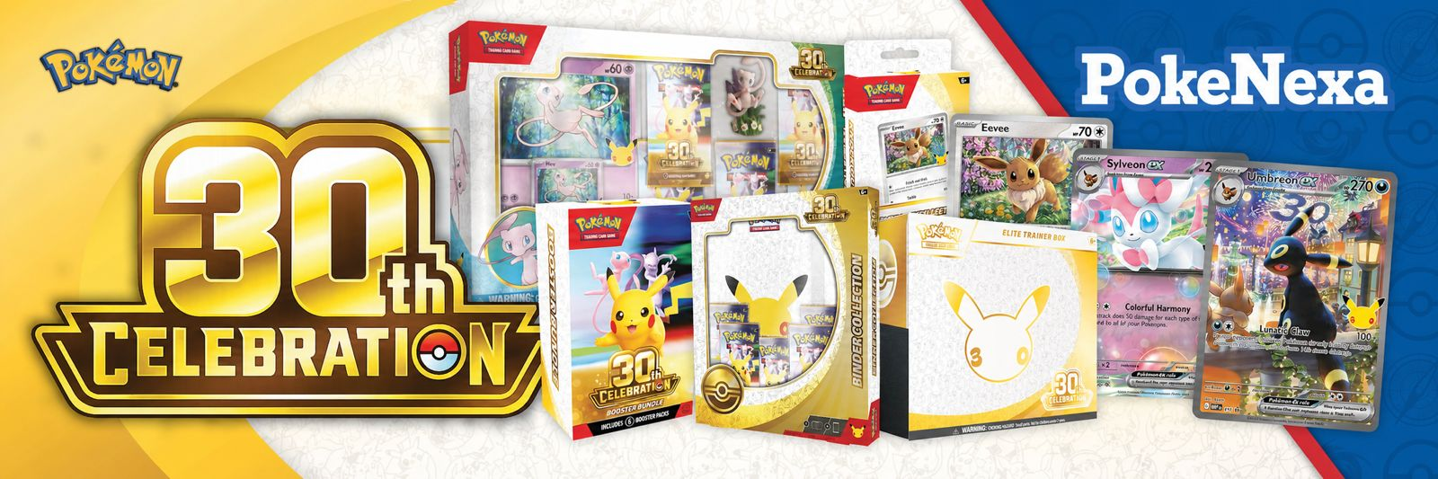 PokeNexa 30th Celebration Pokémon trading card collection banner